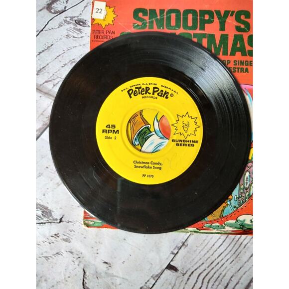 Vintage Snoopy's Christmas Peter Pan Pop Records Singers Orchestra 45RPM - Picture 5 of 5